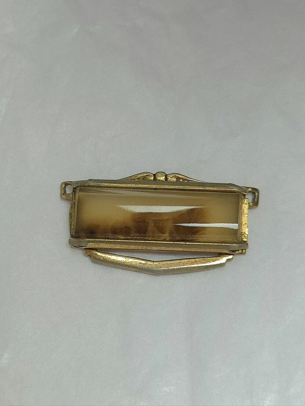 Vintage Gold Filled Natural Dendritic Agate Tie Keeper for a Tie Clip